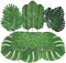 34pcs Artificial Tropical Palm Leaves Fake Monstera Leaf Summer Tropical Fiesta Party Decorations, Flamingo Hawaiian Party Supplies